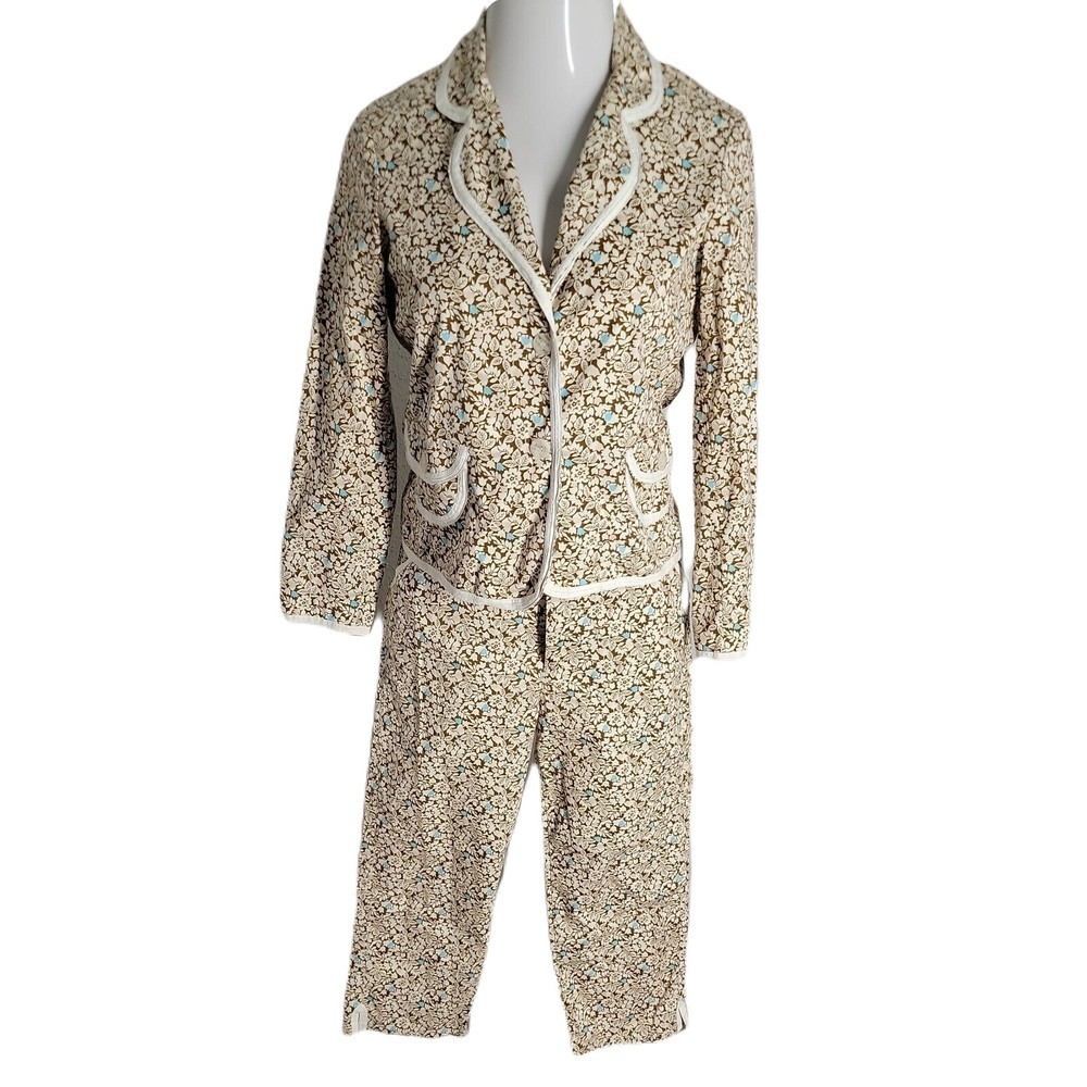 Graff Wear Classy Button Up Blazer & Crop Pants 2 Piece Outfit Set ~ Sz 8